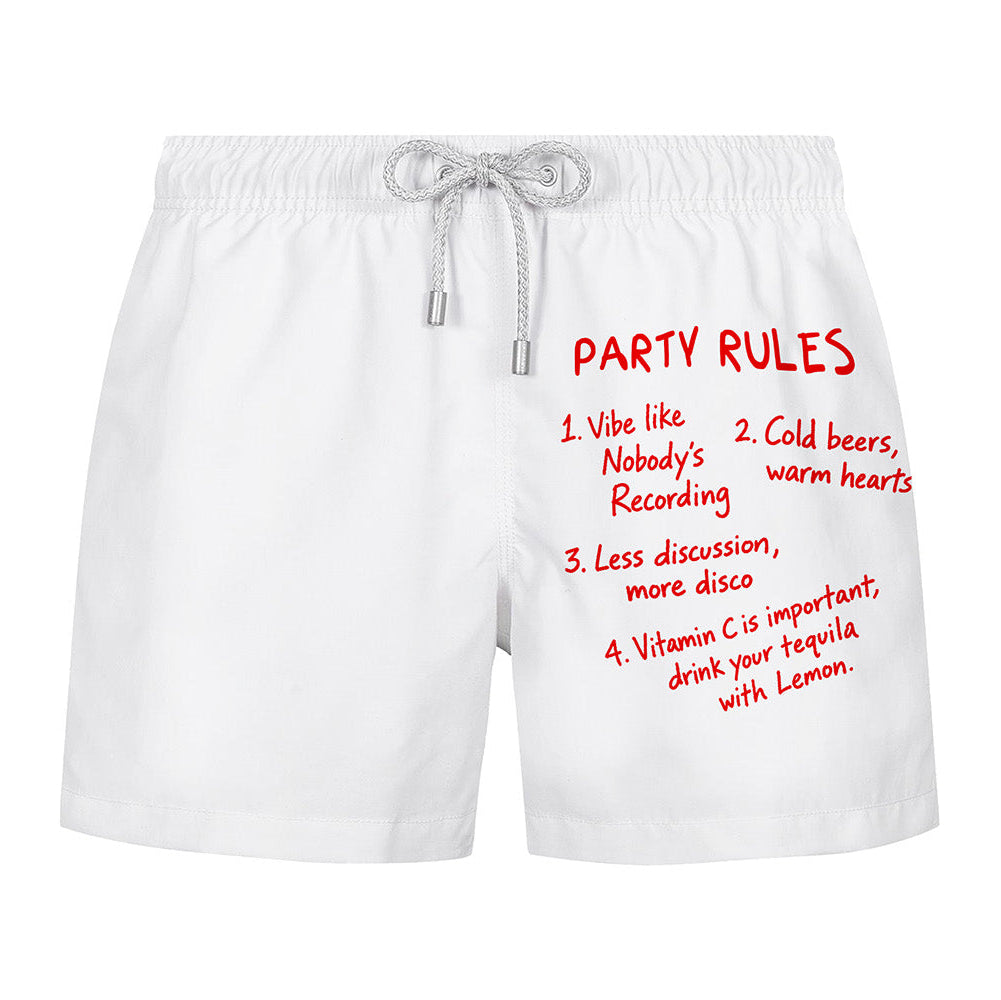 PARTY RULES - Premium Badeshort Fullprint
